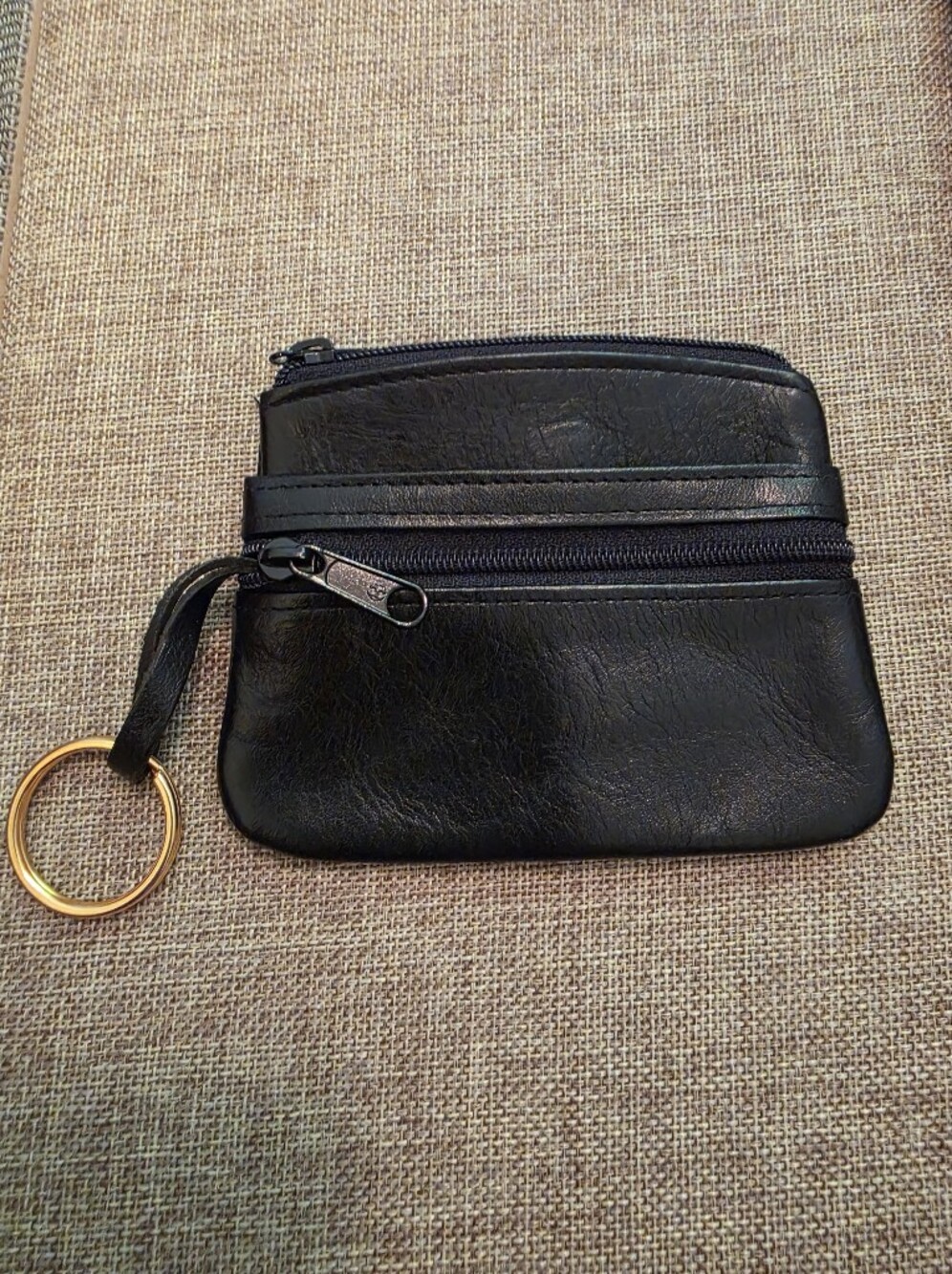 Black Leather Keyring Wallet Unisex